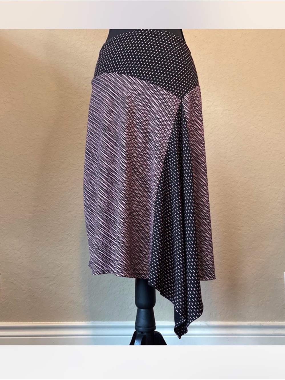 Asymmetrical Midi Skirt - Black & Pink